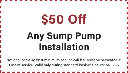 coupon for $50 off sump pump installation